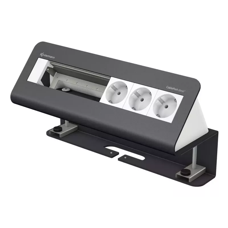 Įvadinis stalinis modulis Kindermann CablePort desk² 6‑vietis 3x kištukinis lizdas 7430000083 Juodai balta