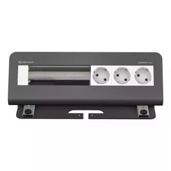 Įvadinis stalinis modulis Kindermann CablePort desk² 6‑vietis 3x kištukinis lizdas 7430000083 Juodai balta