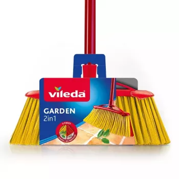 VILEDA lauko šluota 128763, kieti šeriai, technopolimeras, raudona