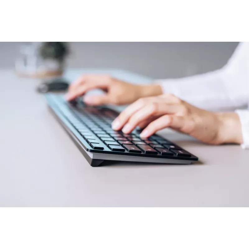 Belaidė klaviatūra Cherry KW 9100 SLIM RF + Bluetooth QWERTY JK-9100GB-2, juoda, 108 klavišų, 1,2 m laidas