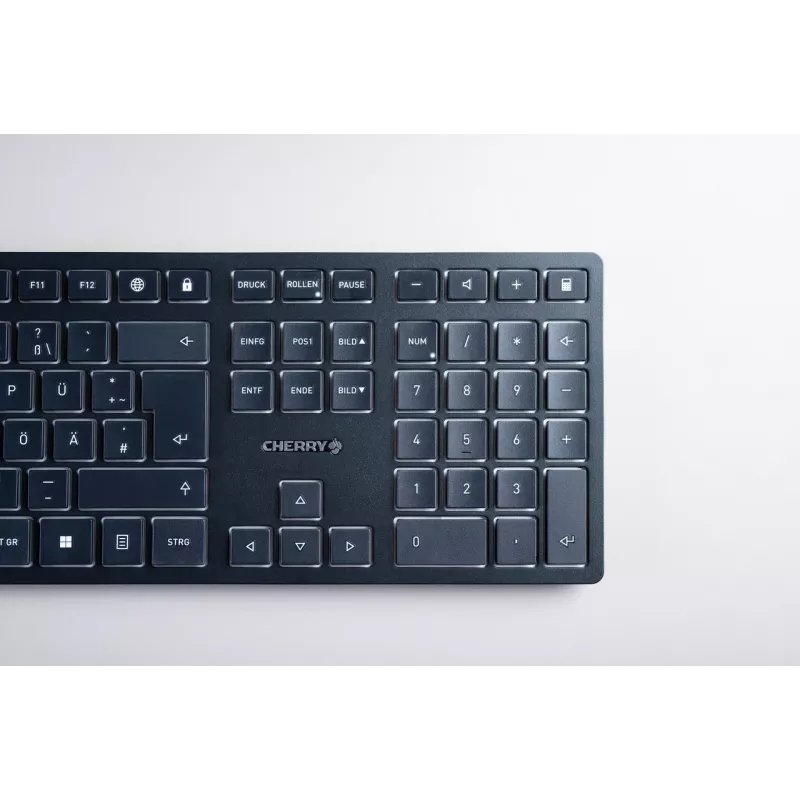 Belaidė klaviatūra Cherry KW 9100 SLIM RF + Bluetooth QWERTY JK-9100GB-2, juoda, 108 klavišų, 1,2 m laidas