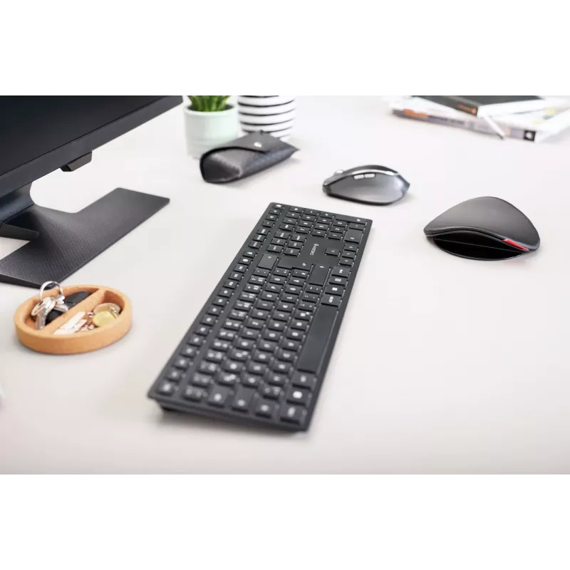 Belaidė klaviatūra Cherry KW 9100 SLIM RF + Bluetooth QWERTY JK-9100GB-2, juoda, 108 klavišų, 1,2 m laidas