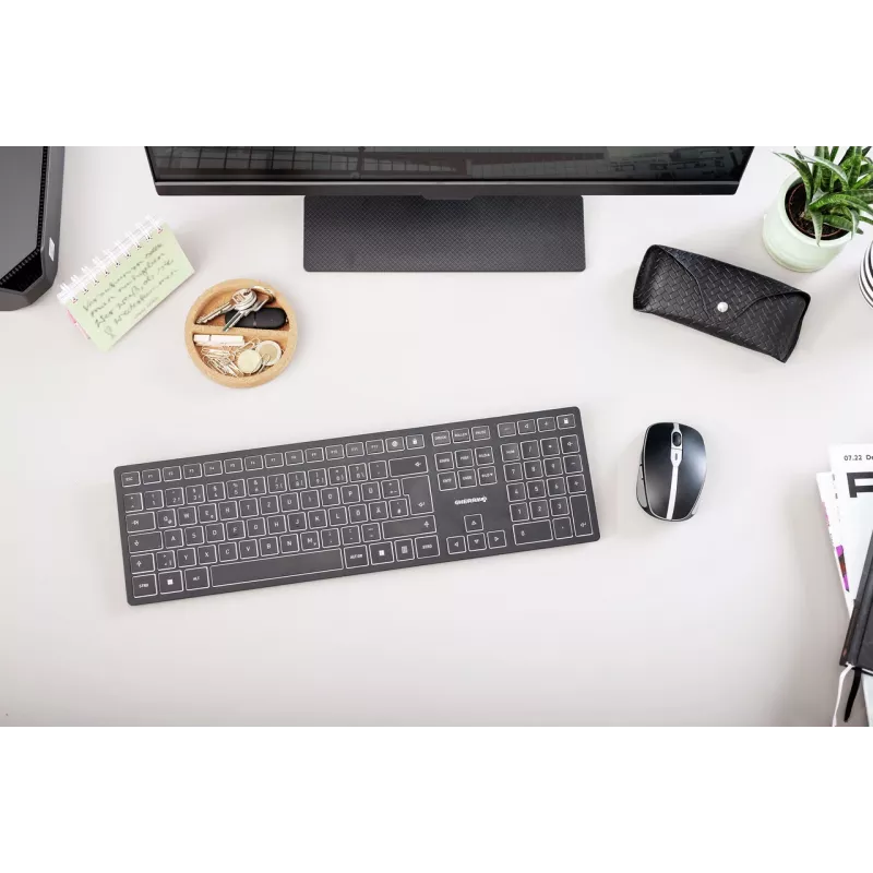 Belaidė klaviatūra Cherry KW 9100 SLIM RF + Bluetooth QWERTY JK-9100GB-2, juoda, 108 klavišų, 1,2 m laidas