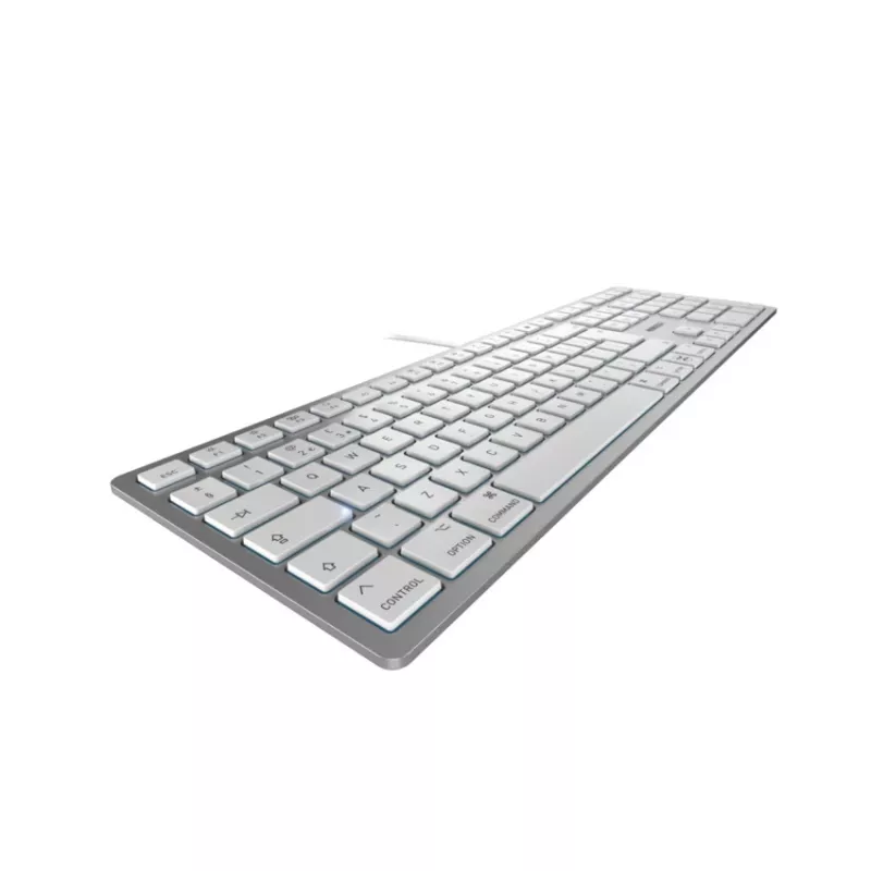 Klaviatūra Cherry KC 6000C FOR MAC, vielinė USB, QWERTY, žirkliniai jungikliai, sidabrinė, 1,8 m