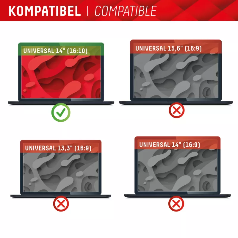 Displex PRIVACY SAFE magnetinis privatumo filtras nešiojamam kompiuteriui 14'' (16:10), 2 būdai