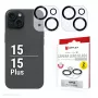 Displex Full Cover Camera Lens Glass iPhone 15/15 Plus, 10H, Visų kamerų apsauginis stiklas, Greitas montavimas, 2 vnt. pakuotė