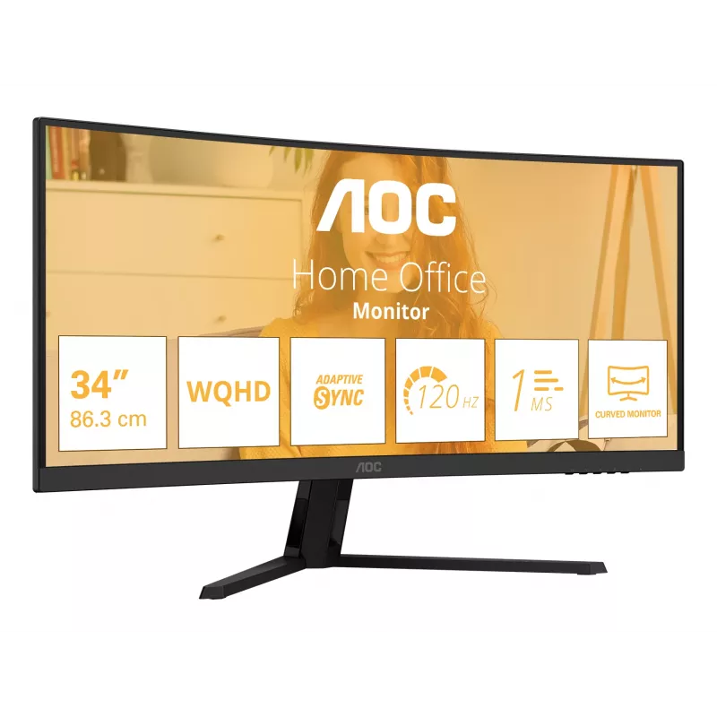Monitorius AOC B3 CU34B3E 86,4 cm (34 colių) 3440 x 1440 pikselių Wide Quad HD LED juodas