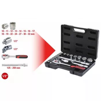 Veržliarakčių galvučių rinkinys KS Tools 911.0620 1/2 colio pavara 20 vnt. 3,3 kg
