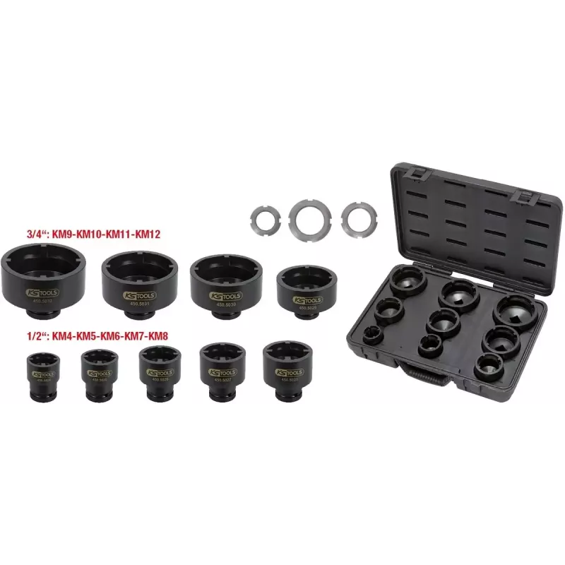KS Tools 450.5020 veržliarakčių komplektas — 9 galvutės, 7,82 kg