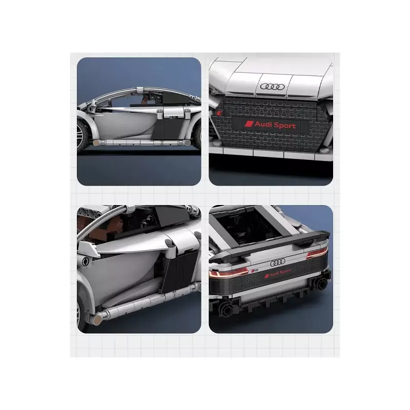 Jamara CaDA Audi R8 Coupé 1:14, pilkas, 2,4 GHz valdomas kaladėlių modelis