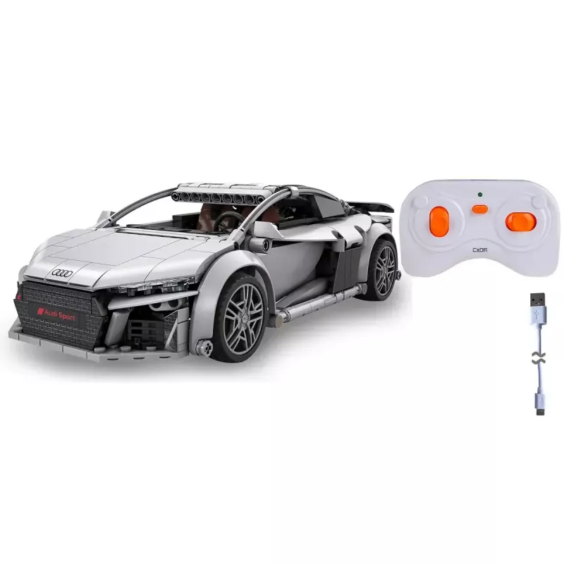 Jamara CaDA Audi R8 Coupé 1:14, pilkas, 2,4 GHz valdomas kaladėlių modelis