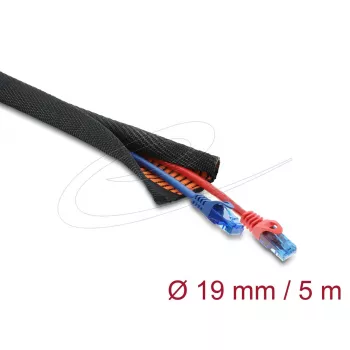 DELOCK Apsauginė kabelių rankovė savaime užsidaranti dviejų sluoksnių 5 m x 19 mm juoda