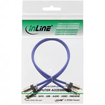 InLine Premium RCA garso kabelis 2x RCA kištukas / kištukas, auksuotas, 1 m