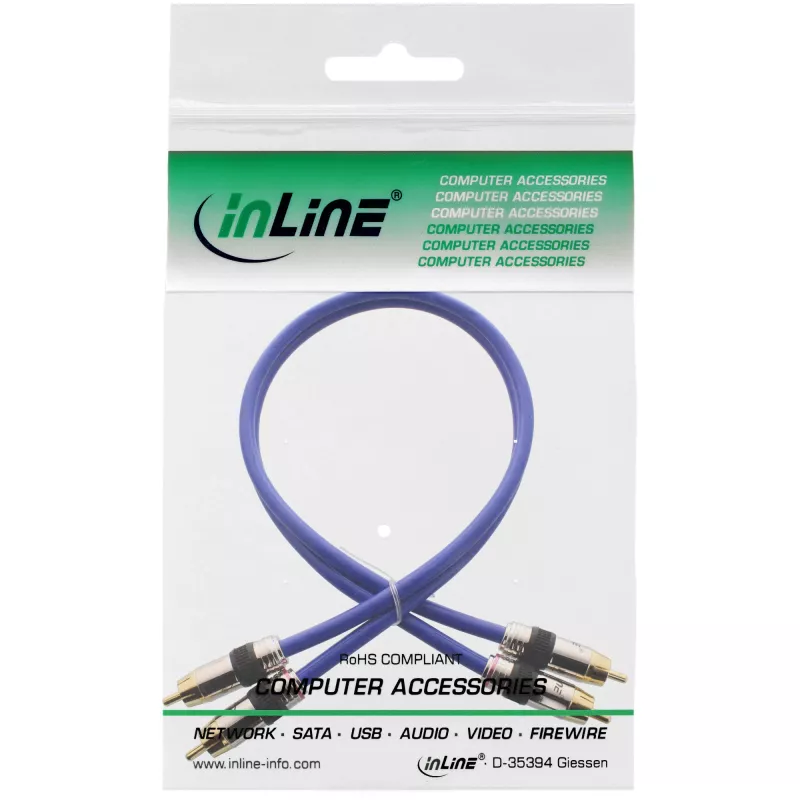 InLine Premium RCA garso kabelis 2x RCA kištukas / kištukas, auksuotas, 1 m