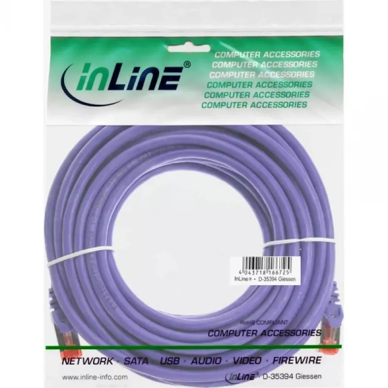 InLine Patch Laidas S/FTP PiMF Cat.6 250MHz PVC varis violetinis 7,5m