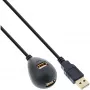 InLine USB 2.0 laidas Type A kištukas / lizdas su pagrindu, juodas, 2 m