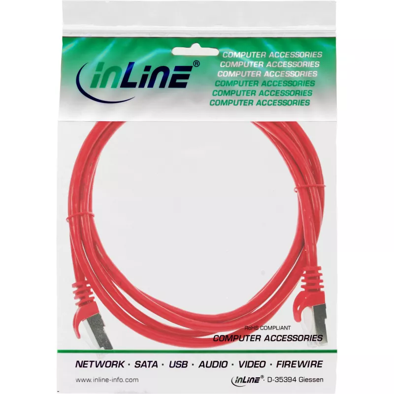 InLine Patch Laidas F/UTP Cat.5e raudonas 3m