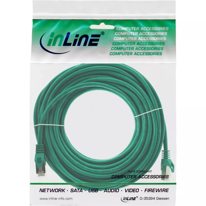 InLine Patch Laidas F/UTP Cat.5e žalias 5m