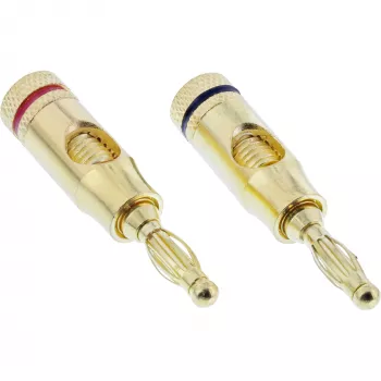 Gnybtas (banano kištukas) InLine metalinis auksuotas, 1x raudonas + 1x juodas