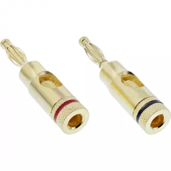 Gnybtas (banano kištukas) InLine metalinis auksuotas, 1x raudonas + 1x juodas
