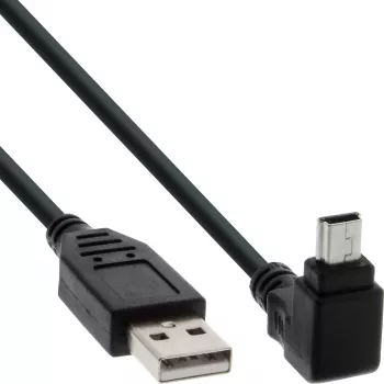 InLine USB laidas, A tipo vyriškas / Mini 5 kontaktų vyriškas, užlenktas 90°, juodas, 0,5 m