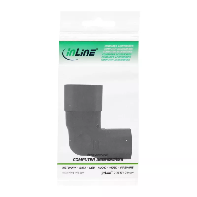 InLine maitinimo adapteris IEC 60320 C14 / C13, kairysis / dešinysis kampuotas, 3 kontaktų IEC