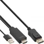InLine HDMI į DisplayPort keitiklio laidas, 4K, juodas/auksinis, 2 m
