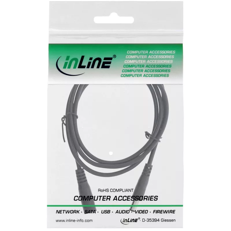 InLine DC ilginimo laidas, kištukas/kištukas 5.5x2.1mm, juodas, 1m