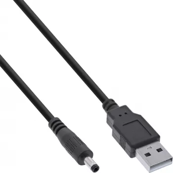 InLine USB DC maitinimo laidas, USB A kištukas – DC 4,0×1,70 mm lizdas, juodas, 1 m