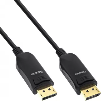 InLine DisplayPort 2.1 AOC laidas, UHBR, juodas 30m