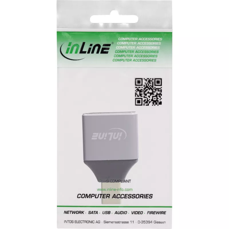 InLine 17291C adapteris DisplayPort lizdas – Mini DisplayPort kištukas, pilka, juoda