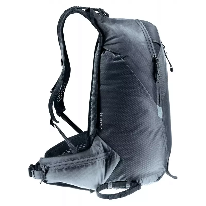 Sportinė kuprinė DEUTER Updays 26 – 26 L, juoda, poliamidas, 51×31×23 cm, be PFAS