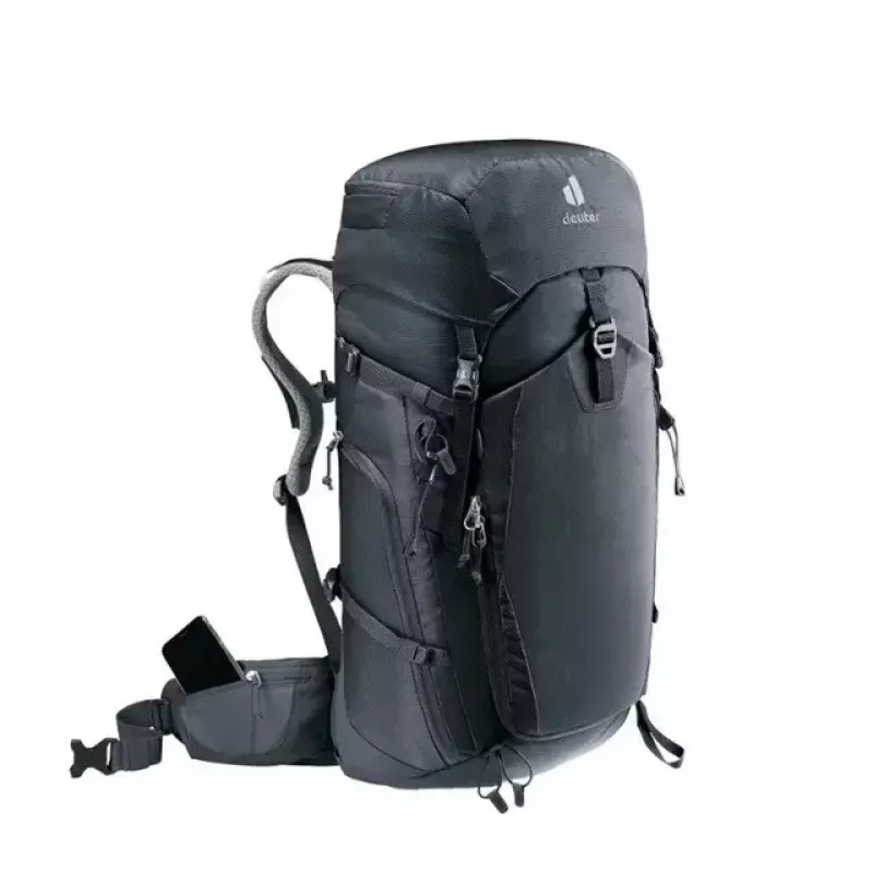 Kuprinė DEUTER Trail PRO 34 SL – moteriška žygių kuprinė 34 L, lengva, patvari, Juoda