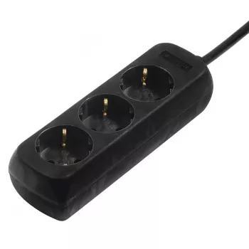 Hama 00108841 apsauginis nuo viršįtampių lizdas, juodas, 3 AC lizdai, 230 V, 3 m
