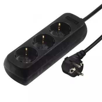 Hama 00108841 apsauginis nuo viršįtampių lizdas, juodas, 3 AC lizdai, 230 V, 3 m