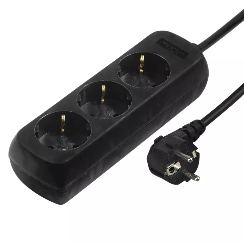 Hama 00108841 apsauginis nuo viršįtampių lizdas, juodas, 3 AC lizdai, 230 V, 3 m