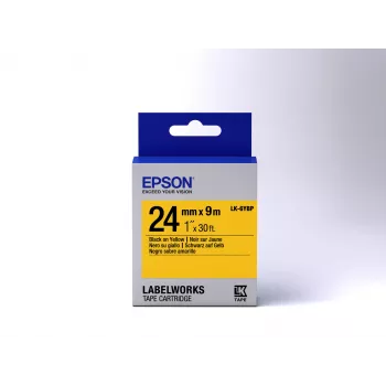 Epson etikečių kasetė pastelinė LK-6YBP juoda/geltona 24mm (9m)
