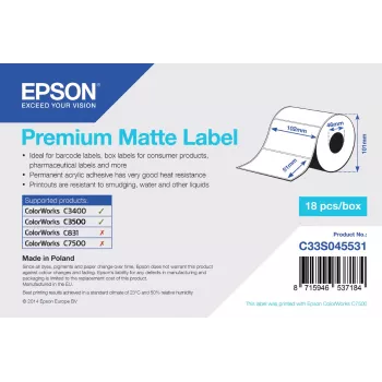 Epson Premium Matte Label - Die-cut Roll: 102mm x 51mm, 650 etikečių