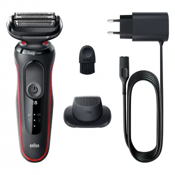 Braun Series 5 51-R1200S vyriškas skustuvas su folija ir trimeriu, juodas/raudonas