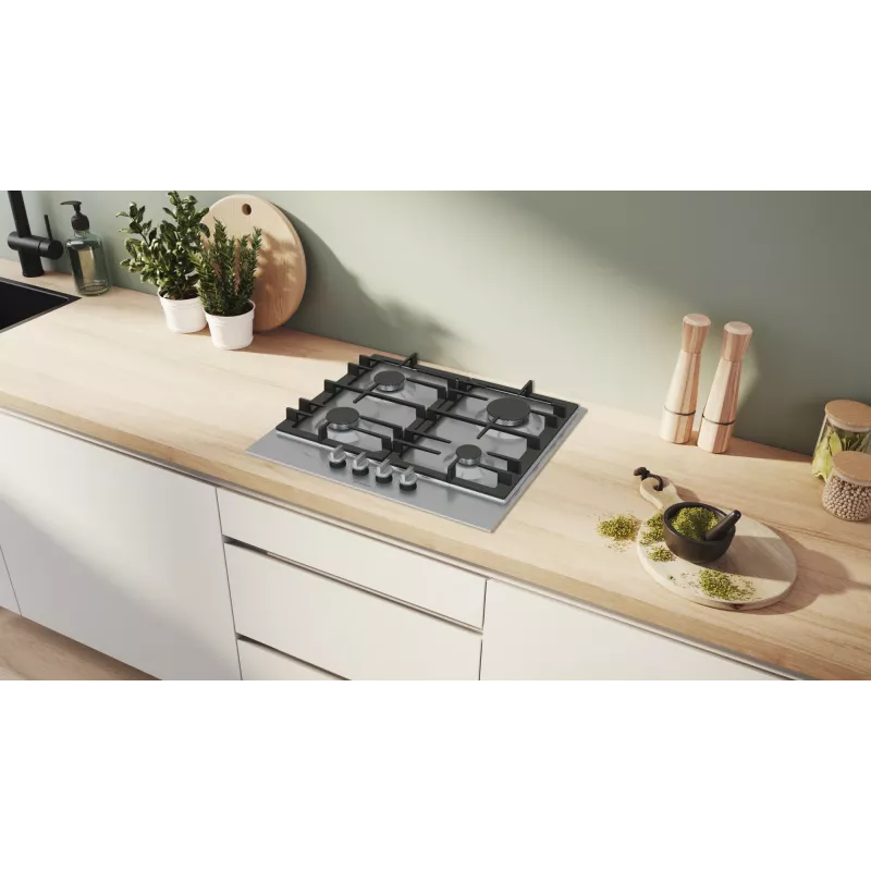 Bosch Serie 6 PCP6A5I90 dujinė kaitlentė, nerūdijantis plienas, įmontuojama, 60 cm, 4 zonos