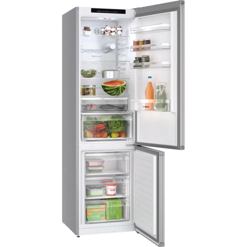 Bosch Serie 4 KGN392LAG šaldytuvas-šaldiklis, laisvai pastatomas, 363 L, metalinė spalva