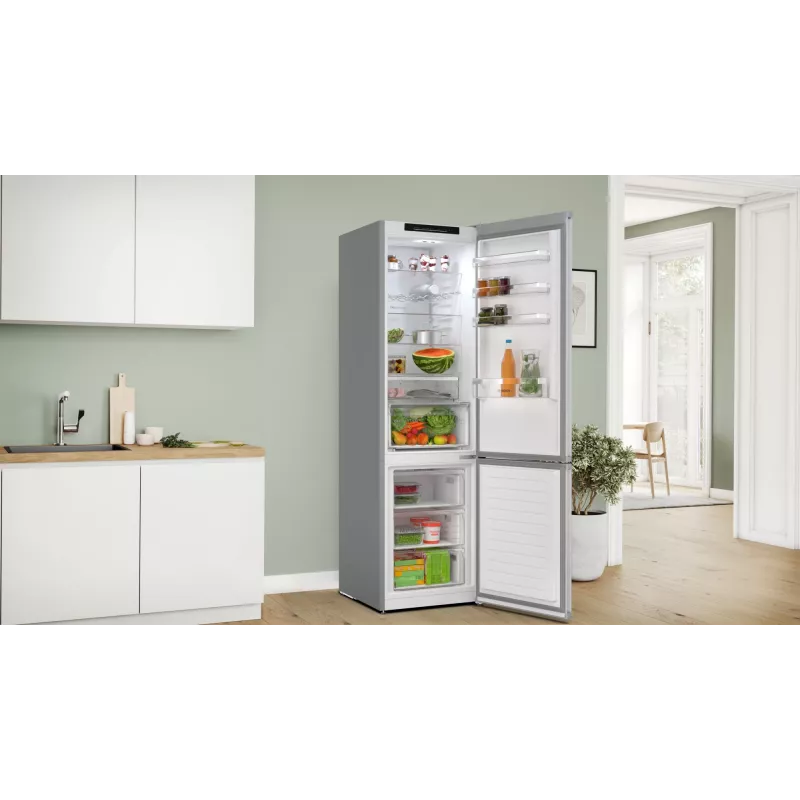 Bosch Serie 4 KGN392LAG šaldytuvas-šaldiklis, laisvai pastatomas, 363 L, metalinė spalva
