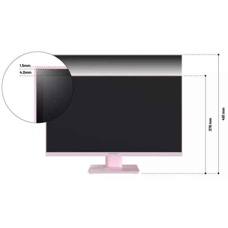 Monitorius JAPANNEXT JN-I238FHD120F-HSP-PK 60,5 cm (23,8 colio) 1920 x 1080 pikselių Full HD LCD Rožinis