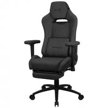 Aerocool ROYALASHBK Premium ergonominė žaidimų kėdė su kojų atrama, AeroWeave technologija, juoda