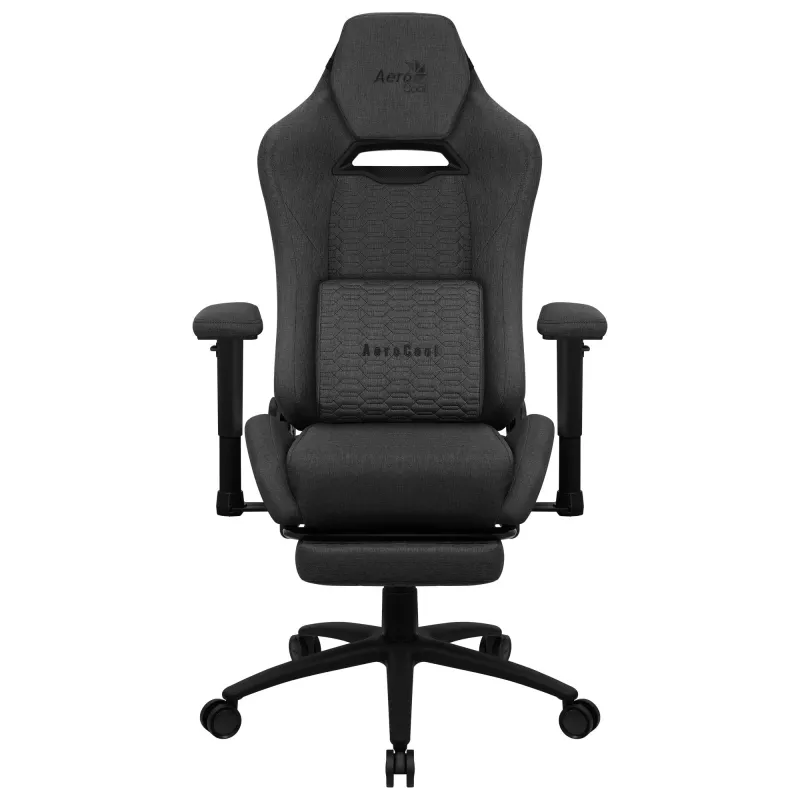 Aerocool ROYALASHBK Premium ergonominė žaidimų kėdė su kojų atrama, AeroWeave technologija, juoda