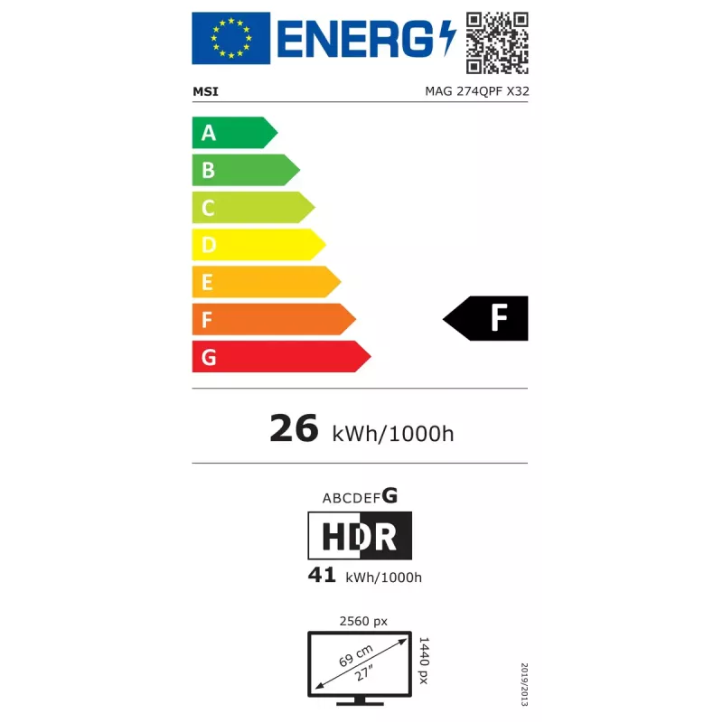Monitorius MSI MAG 274QPF X32 27 colių (68,6 cm) WQHD Rapid IPS LCD juodas