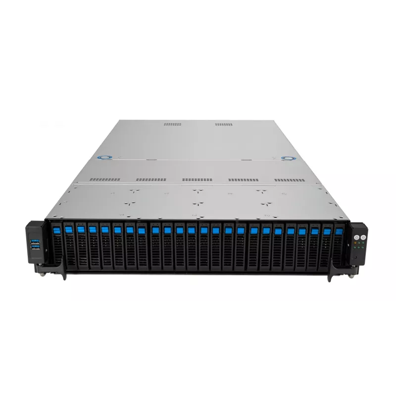 Stovo serveris ASUS RS520A-E12-RS24U lizdas SP5, AMD EPYC 9004, 1 procesorius, 24x DDR5 DIMM, 6,14 TB maks., 2U, 26x 2,5 colio lizdai, 1600 W maitinimo šaltinis
