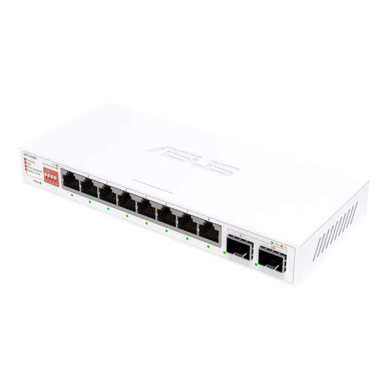 Nevaldomas Ethernet jungiklis ASUS QG-U1080 — 8 × 2.5G RJ-45 prievadai, MAC 16K, baltas, 12V