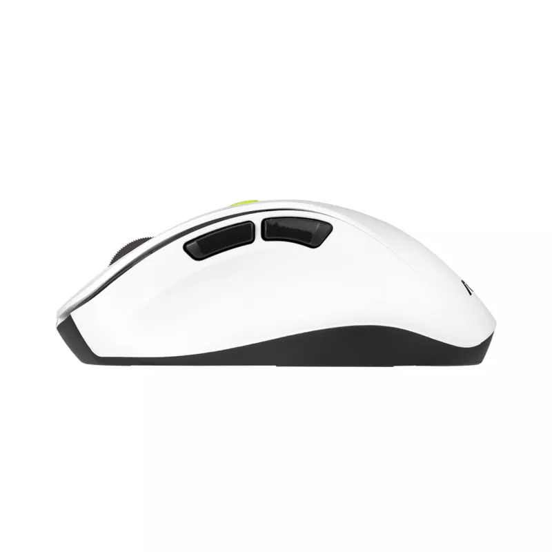 Pelė ASUS MD105 /VT-GN – dešiniarankė, RF belaidė + Bluetooth, 2400 DPI, slinkimo ratukas, maitinama baterijomis, balta/žalia