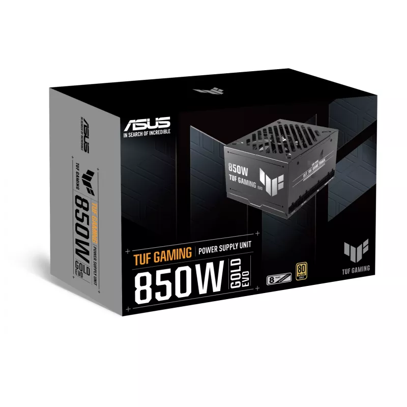 Maitinimo blokas ASUS TUF-GAMING-850G-EVO 850W ATX 80 PLUS Gold 20+4 kontaktų, 1 ventiliatorius, juodas